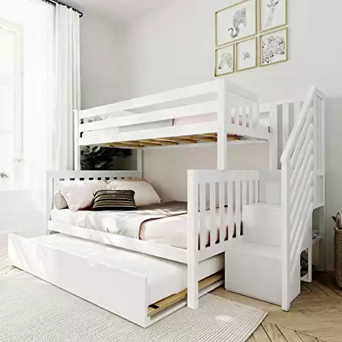 Max & Lily Twin-Over-Full Bunk Bed With Stairs and Trundle