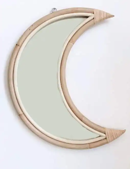 Handmade Rattan Crescent Mirror by Ceremonia