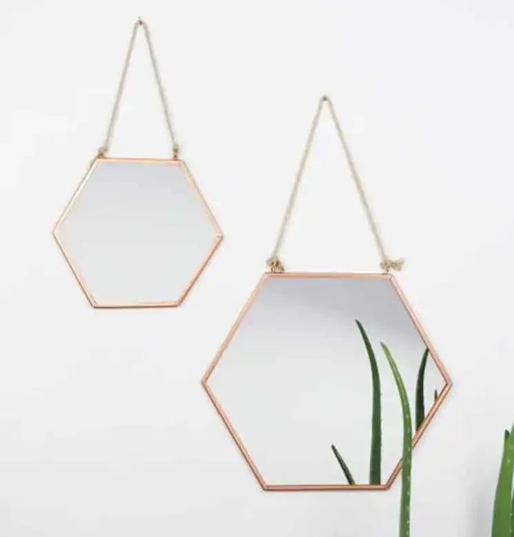 Geometric Copper Mirror by Lisa Angel