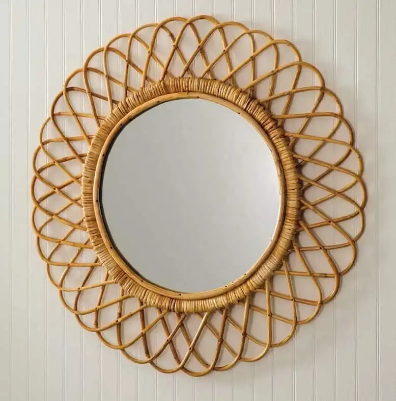 Rattan Mirror by White as Ivory
