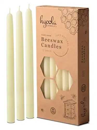 10" Beeswax Taper Candles 12 Pack