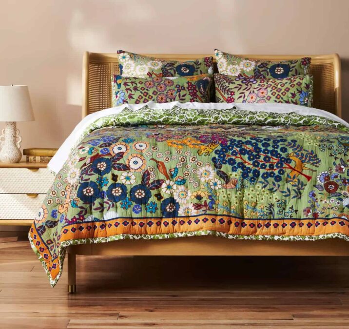 Print Pattern Vegan Bed Set Quilt