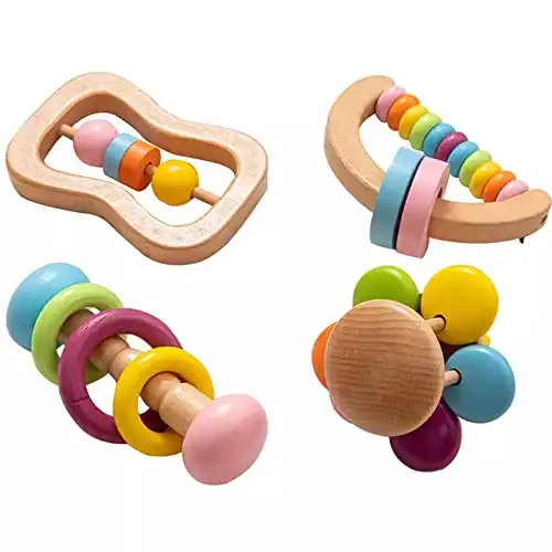 Organic Colorful Baby Rattle Set