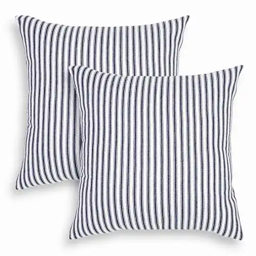 Cackleberry Home Navy Blue and White Throw Pillow Case Covers