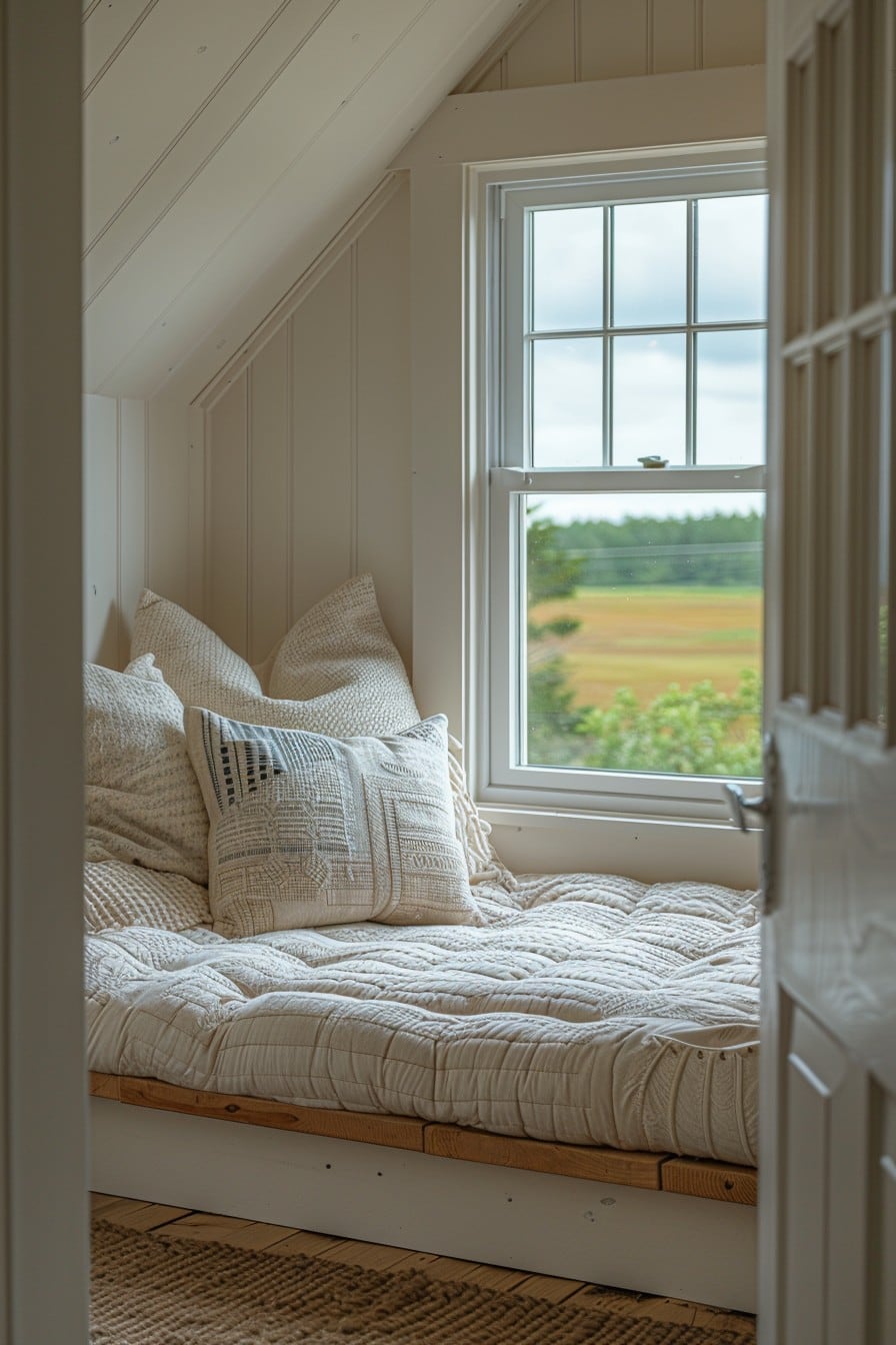 bed in front of window