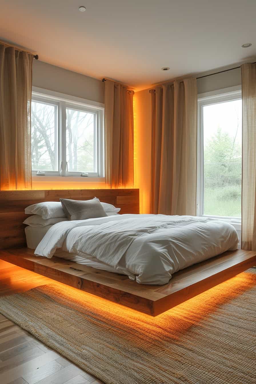 bed underneath window