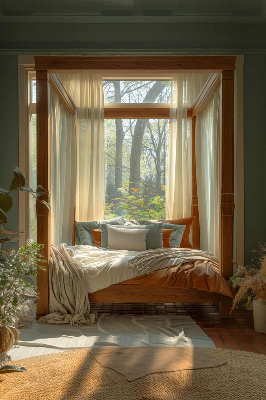 bed in front of window