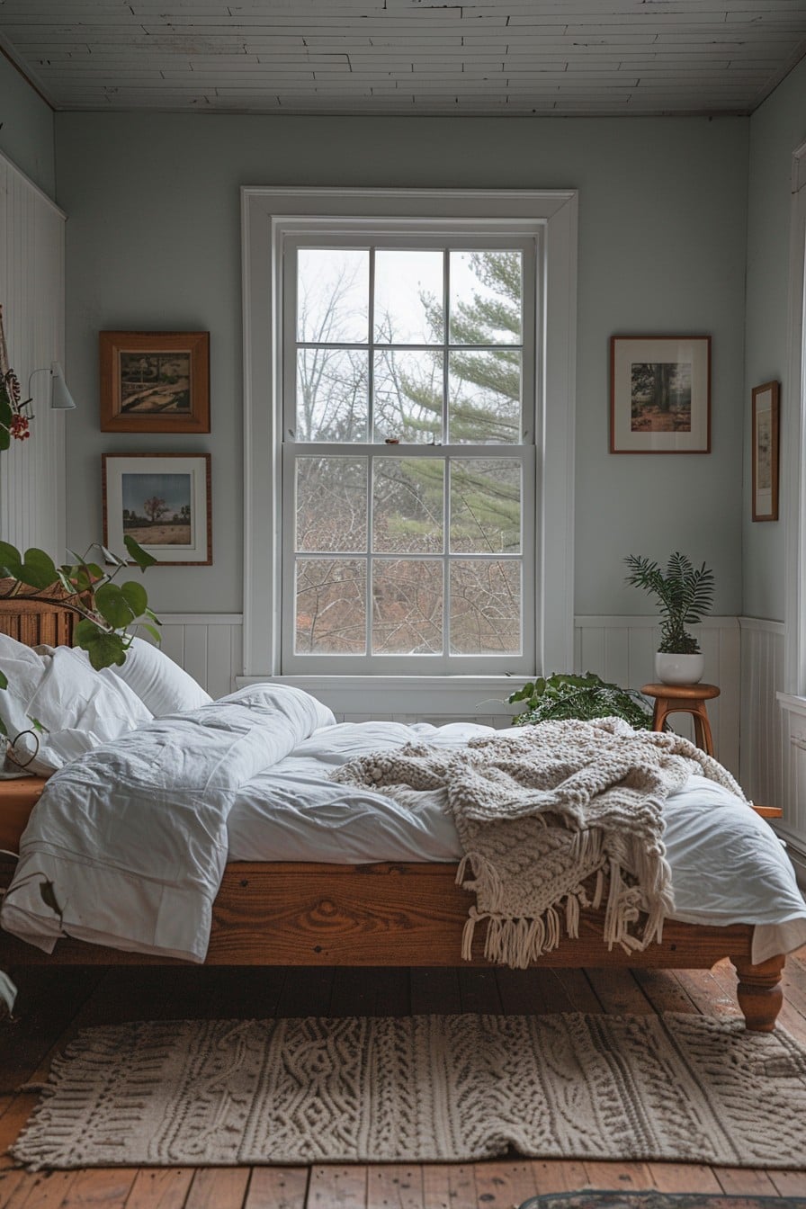 bed in front of window