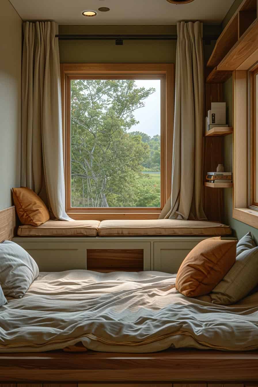 bed in front of window