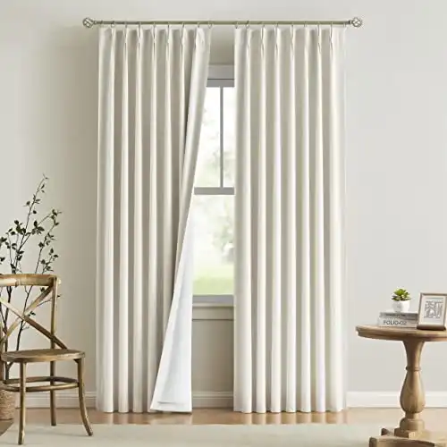Vision Home Natural Pinch Pleated Full Blackout Curtains