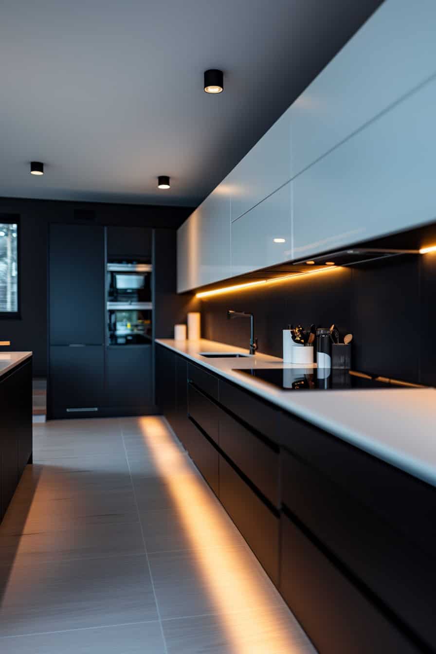 black and white kitchen