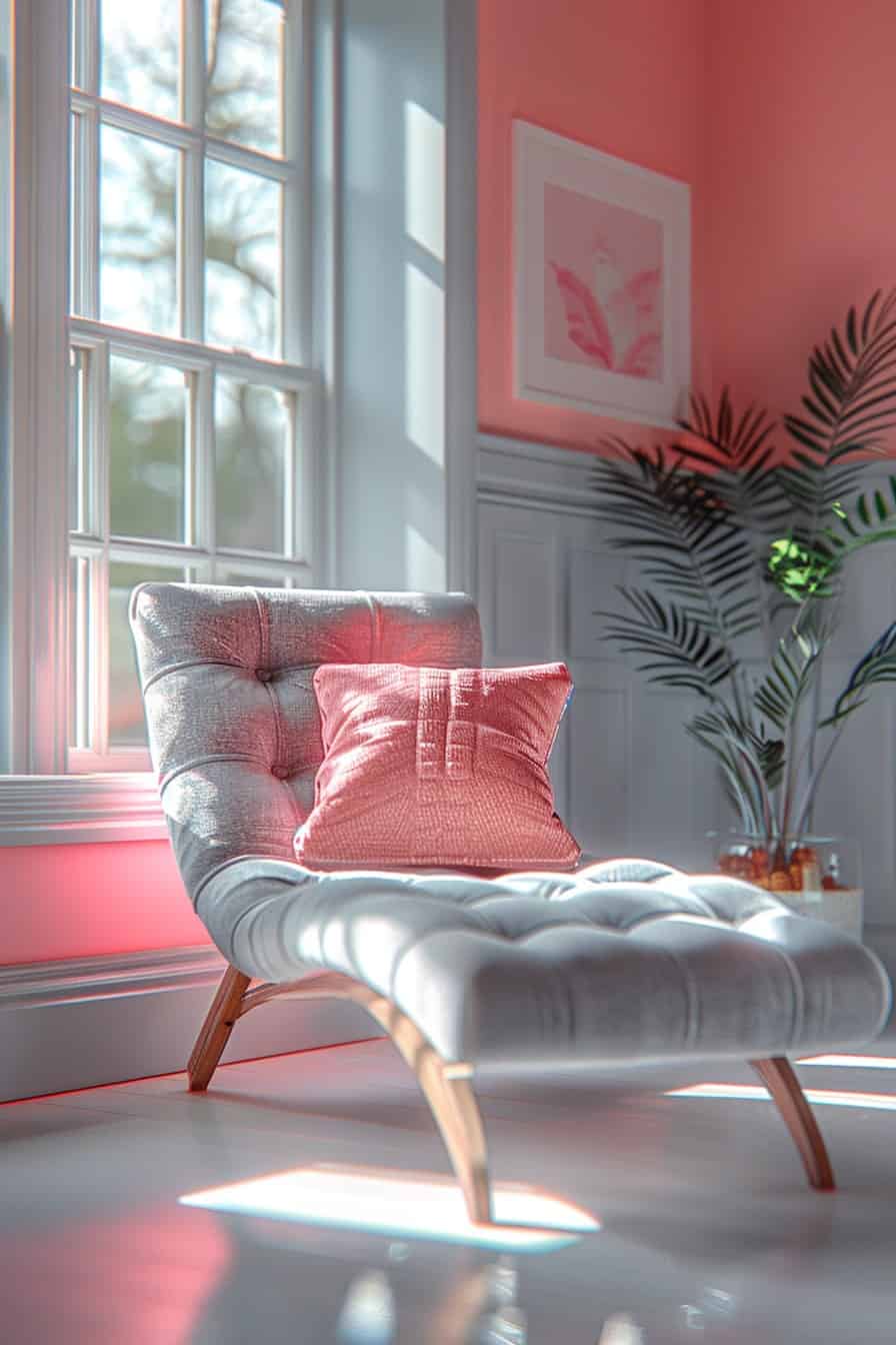 grey and pink bedroom