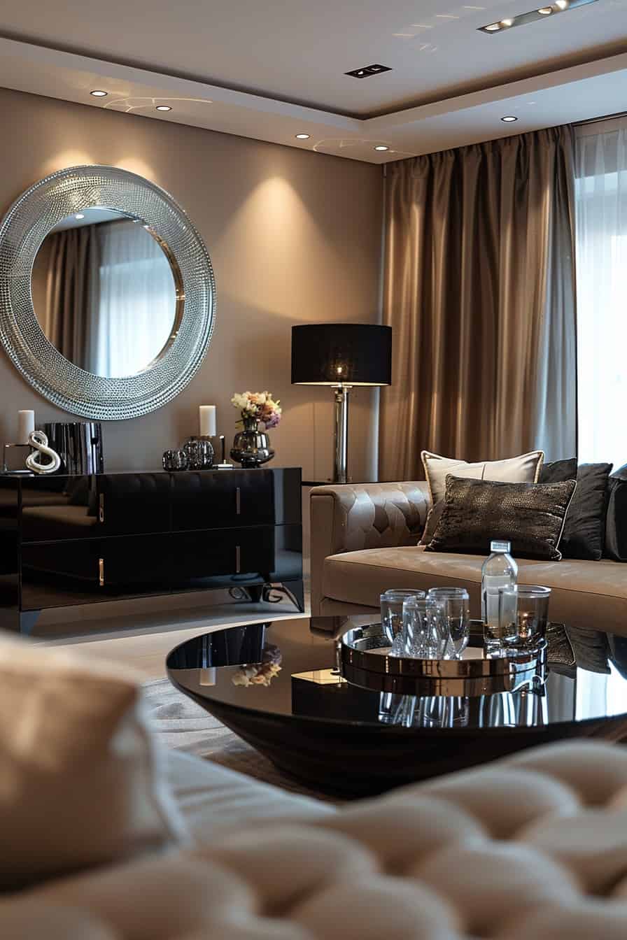 black and brown living room