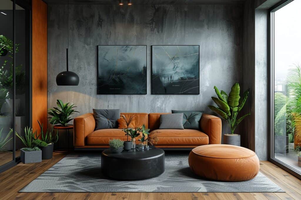 black and brown living room