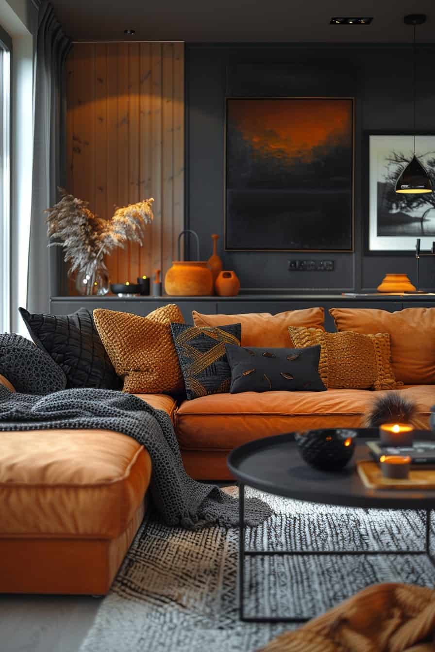 black and brown living room
