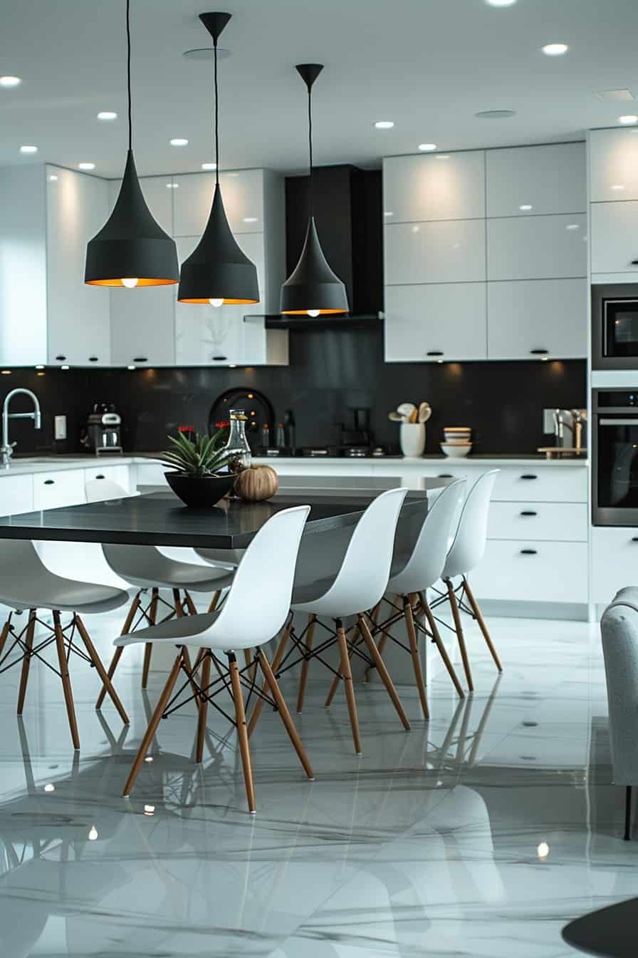 modern black and white kitchen