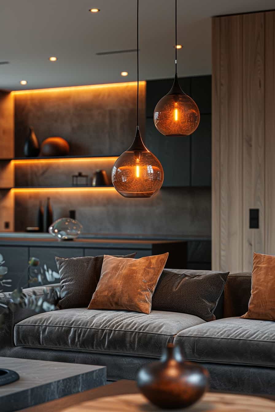 black and brown living room