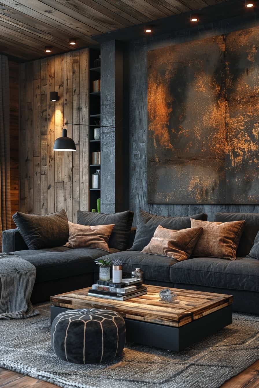black and brown living room