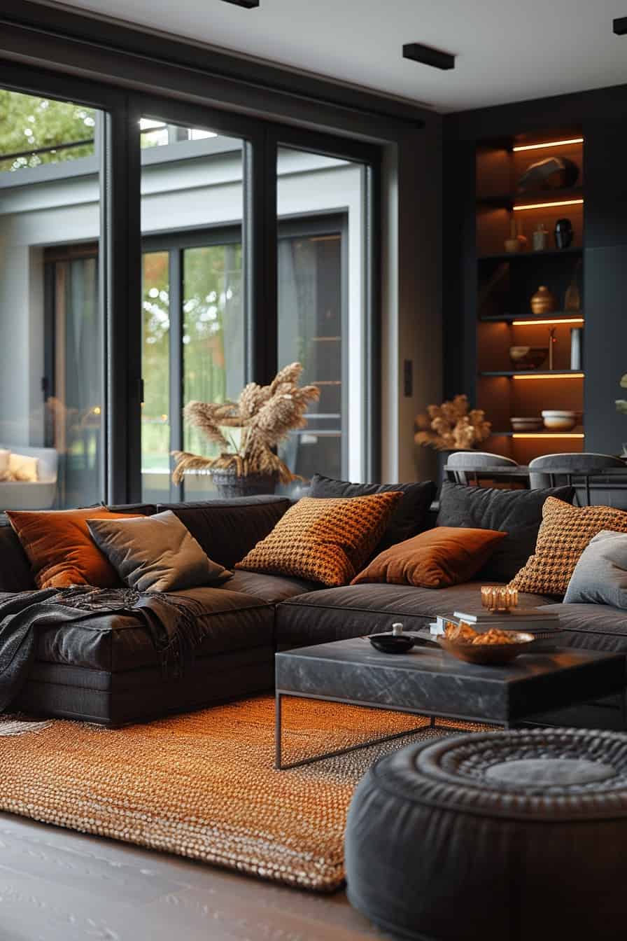 black and brown living room