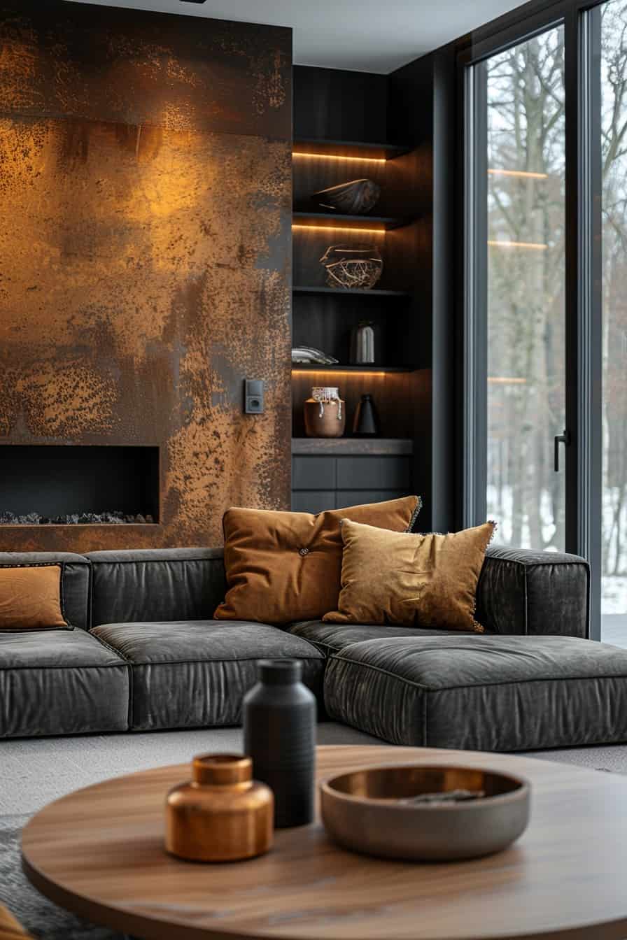 black and brown living room