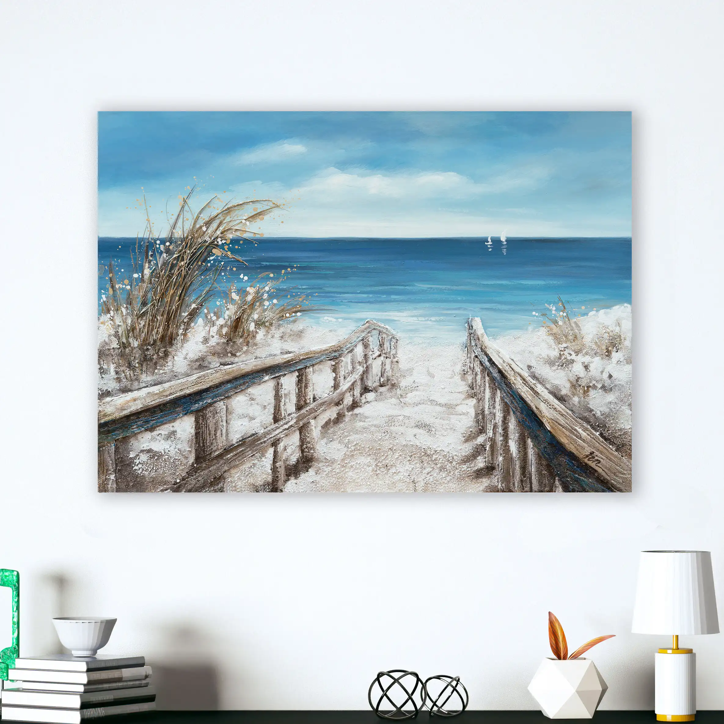 "On The Beach" Painting Print on Canvas