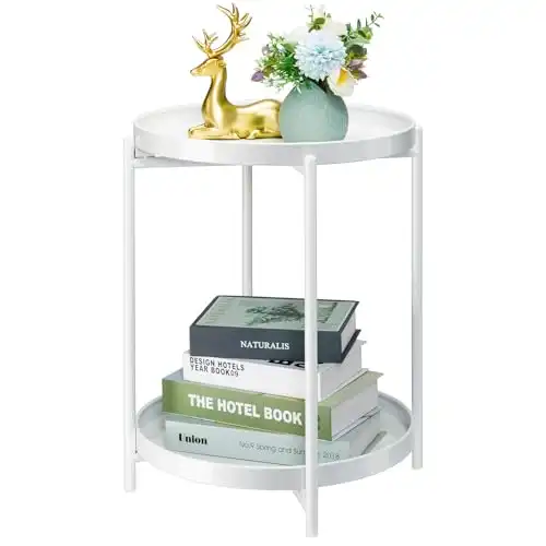 Metal Side Table with Removable Tray