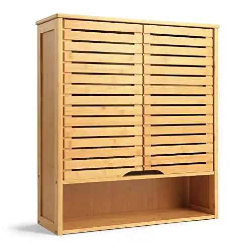 Bamboo Wall Cabinet with Adjustable Shelf