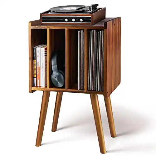 2BHOME Wooden LP Record Player Stand