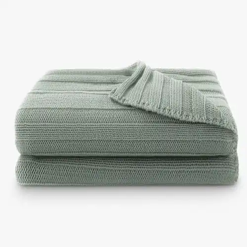 Cozytoon Cotton Knitted Throw Blanket