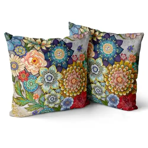 Snycler Boho Floral Throw Pillow Covers