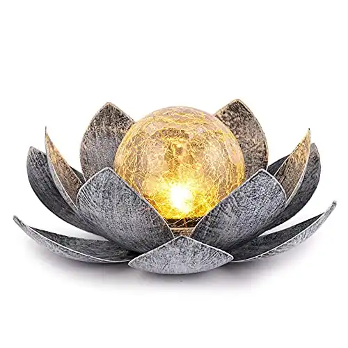 Crackle Globe Glass Lotus Decoration