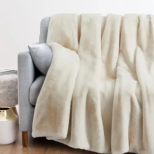 Double Sided Faux Fur Throw Blanket