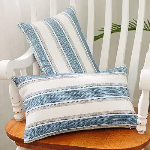 Blue Multi Color Stripe Pillow Cases