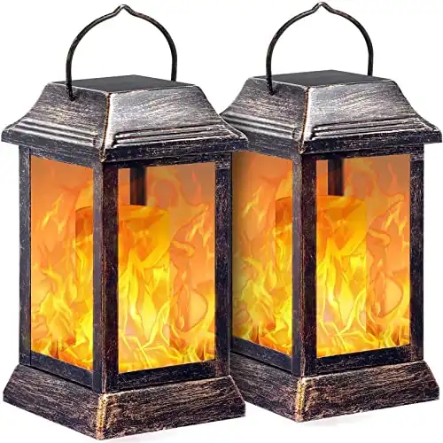 TomCare Solar Lights Metal Flickering Flame