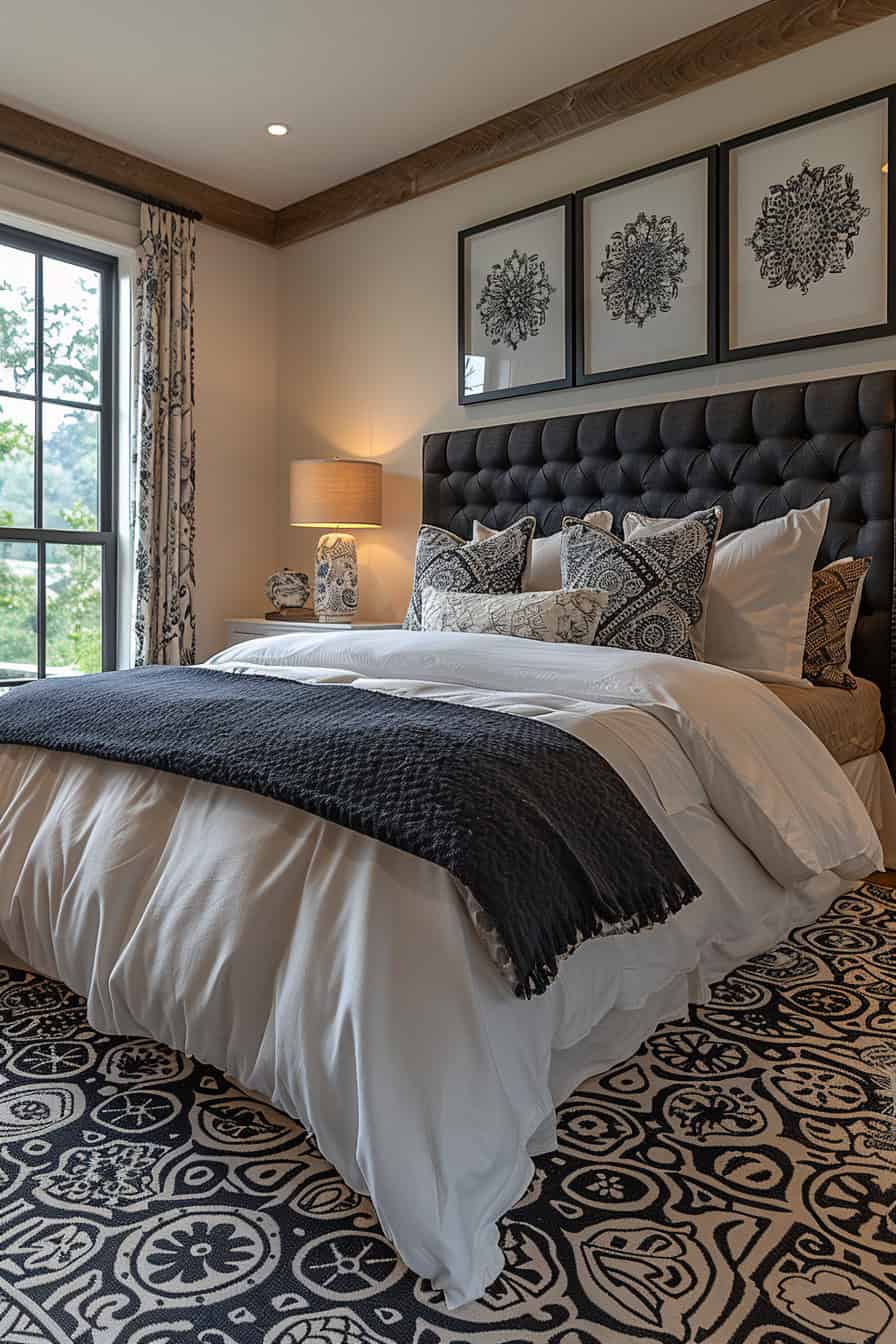 black and neutral bedroom