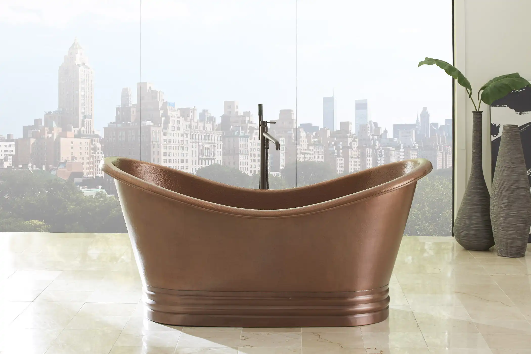 Euclid 6' Freestanding Bathtub in 14-Gauge Solid Copper with Overflow
