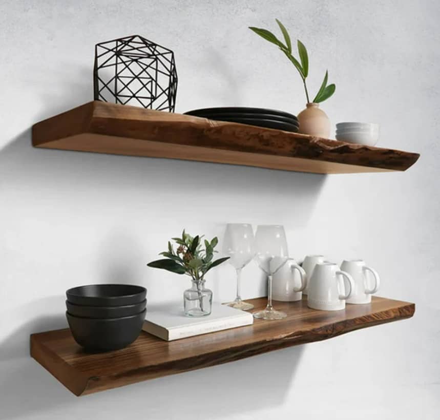 Live Edge Walnut Floating Shelves