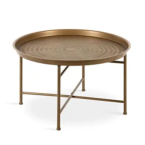 Boho-Chic Hammered Metal Tray Coffee Table