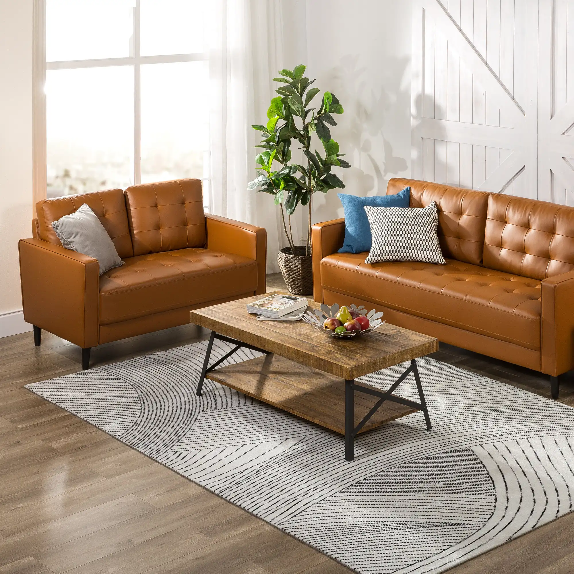 Faux Leather Living Room Set