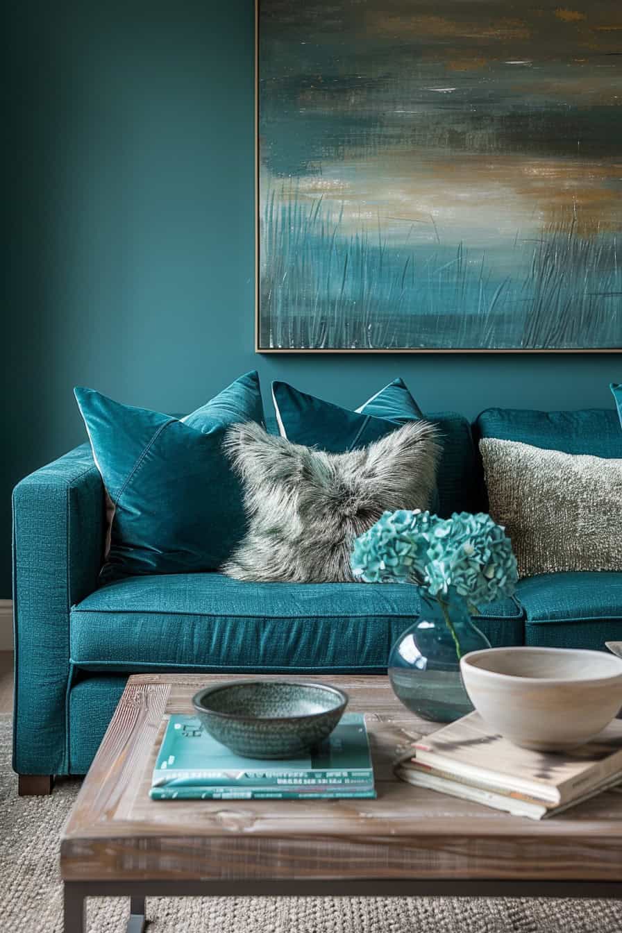 teal living room