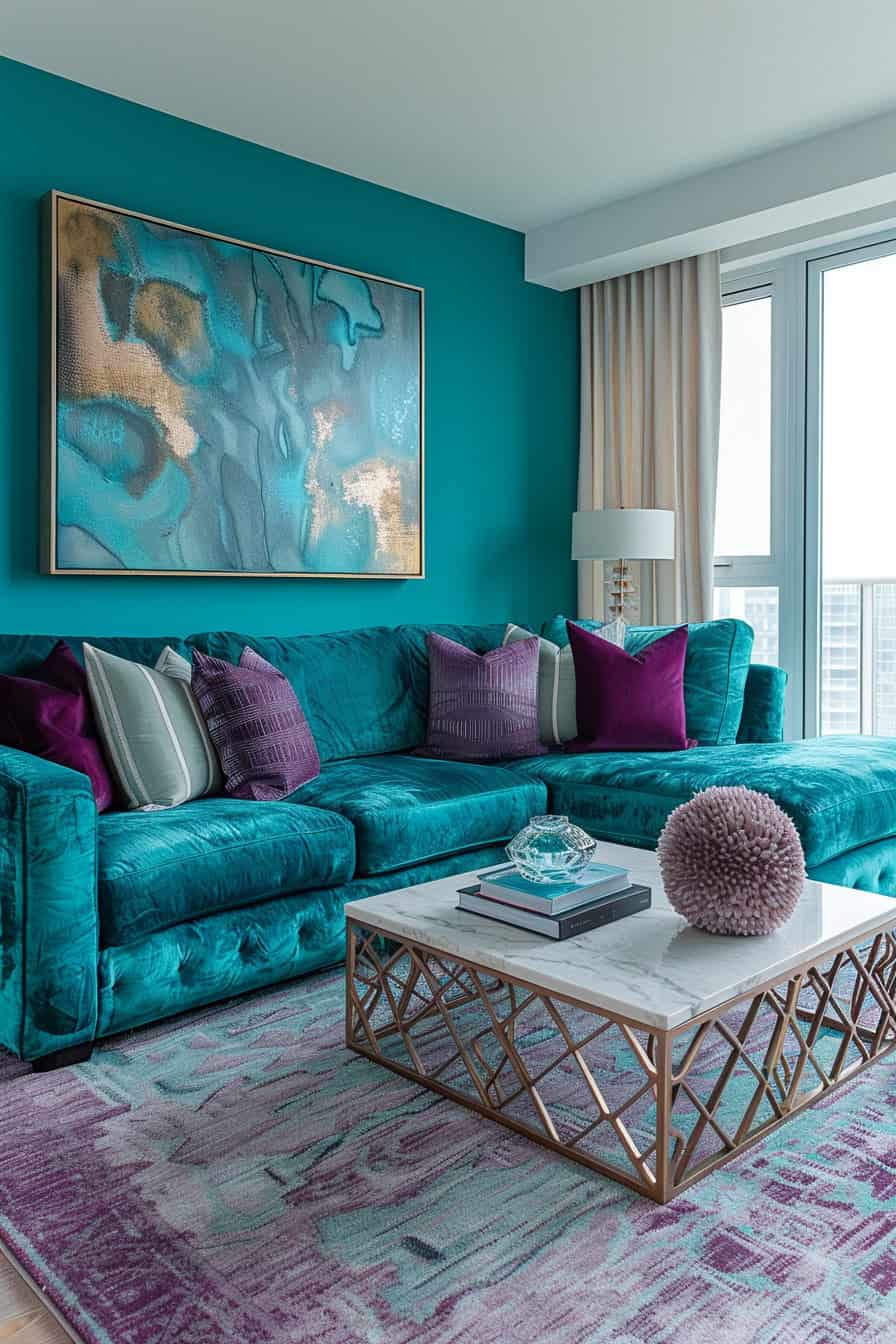 teal living room