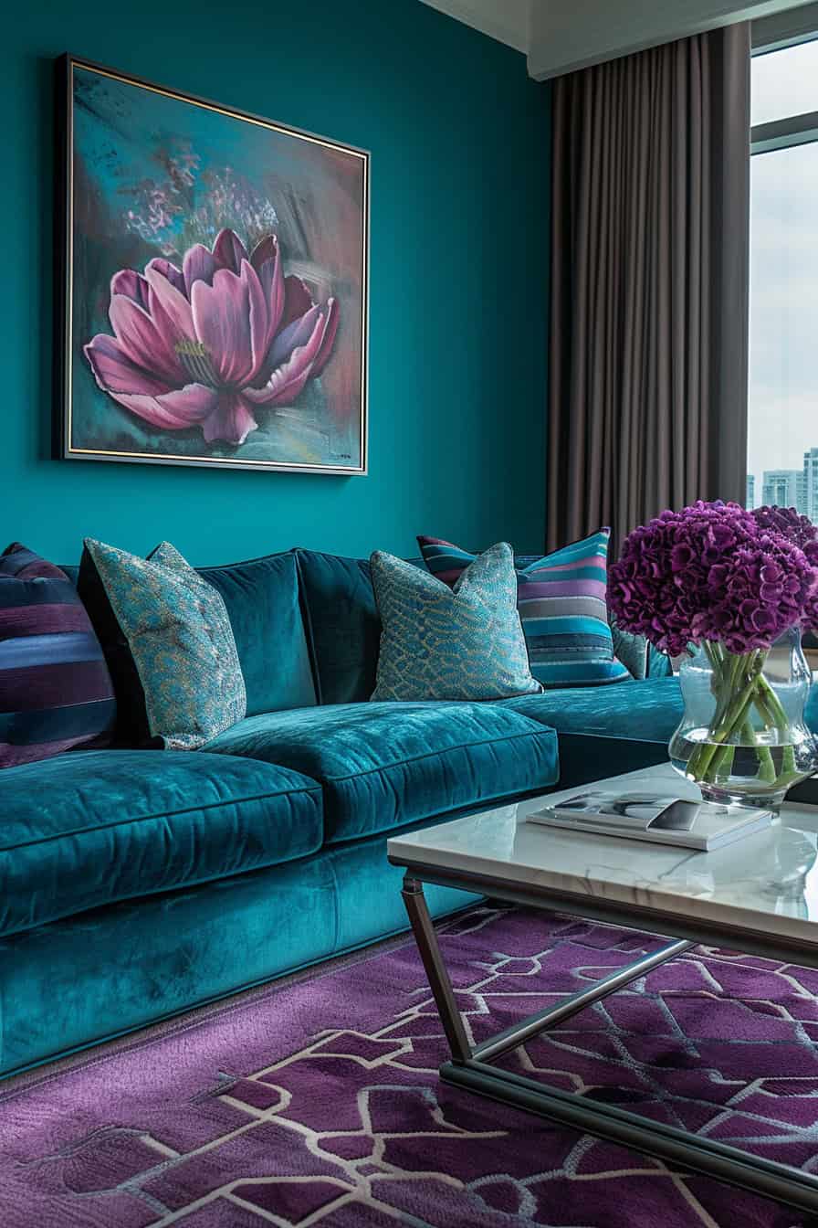 teal living room