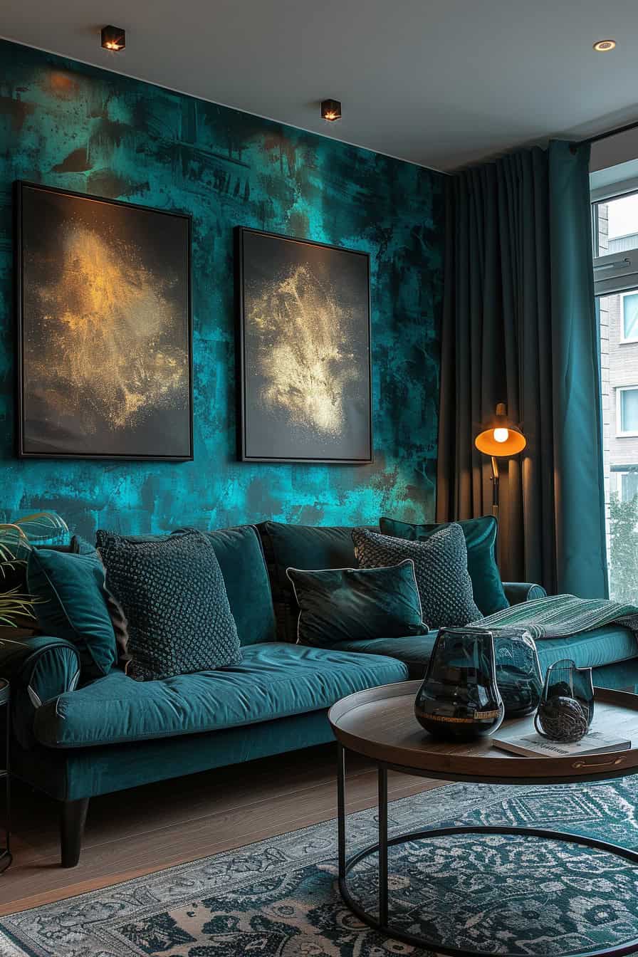 teal living room