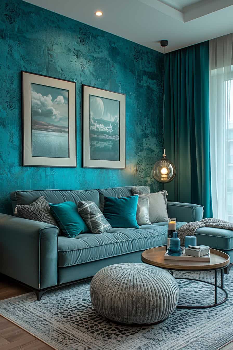 teal living room