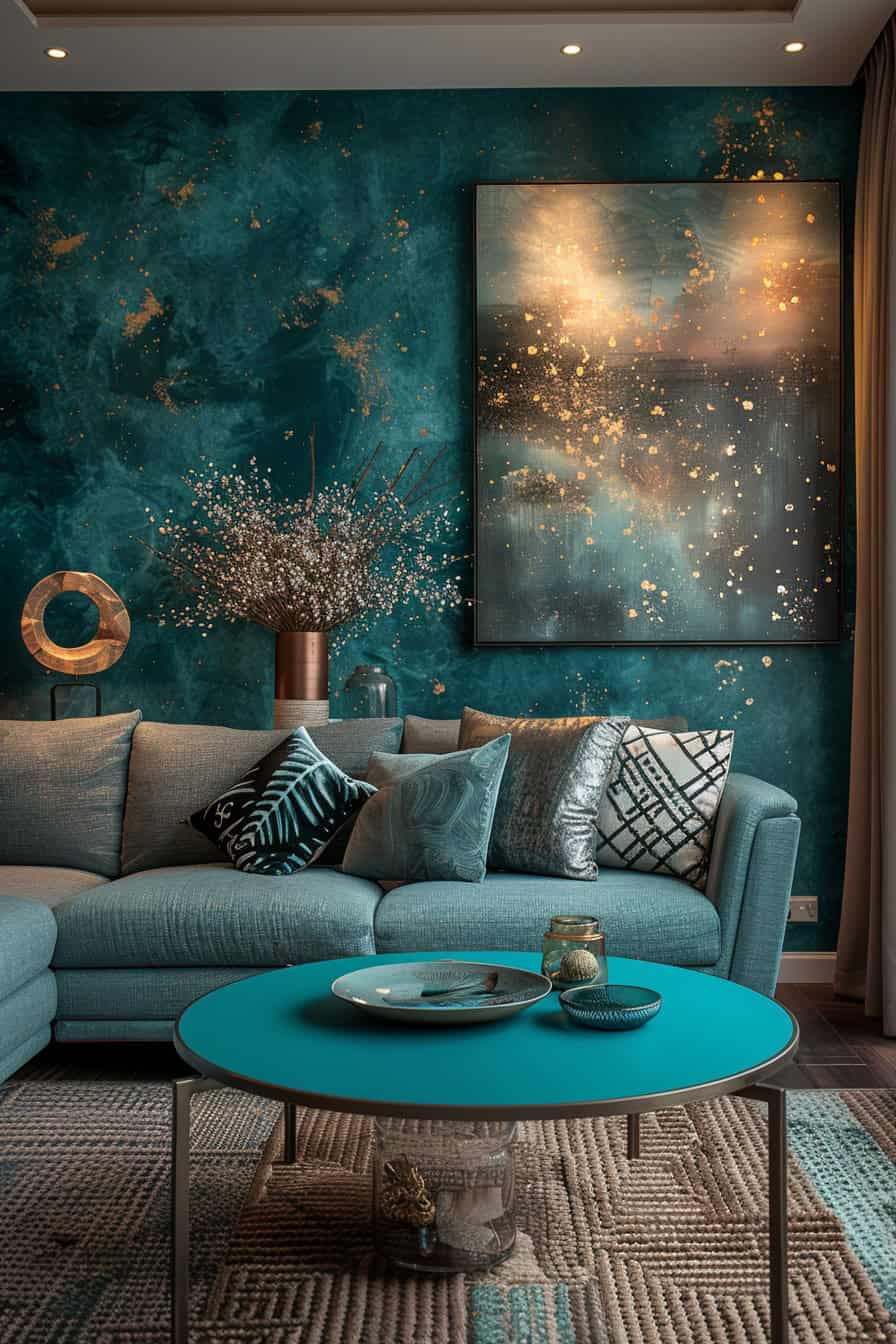 teal living room