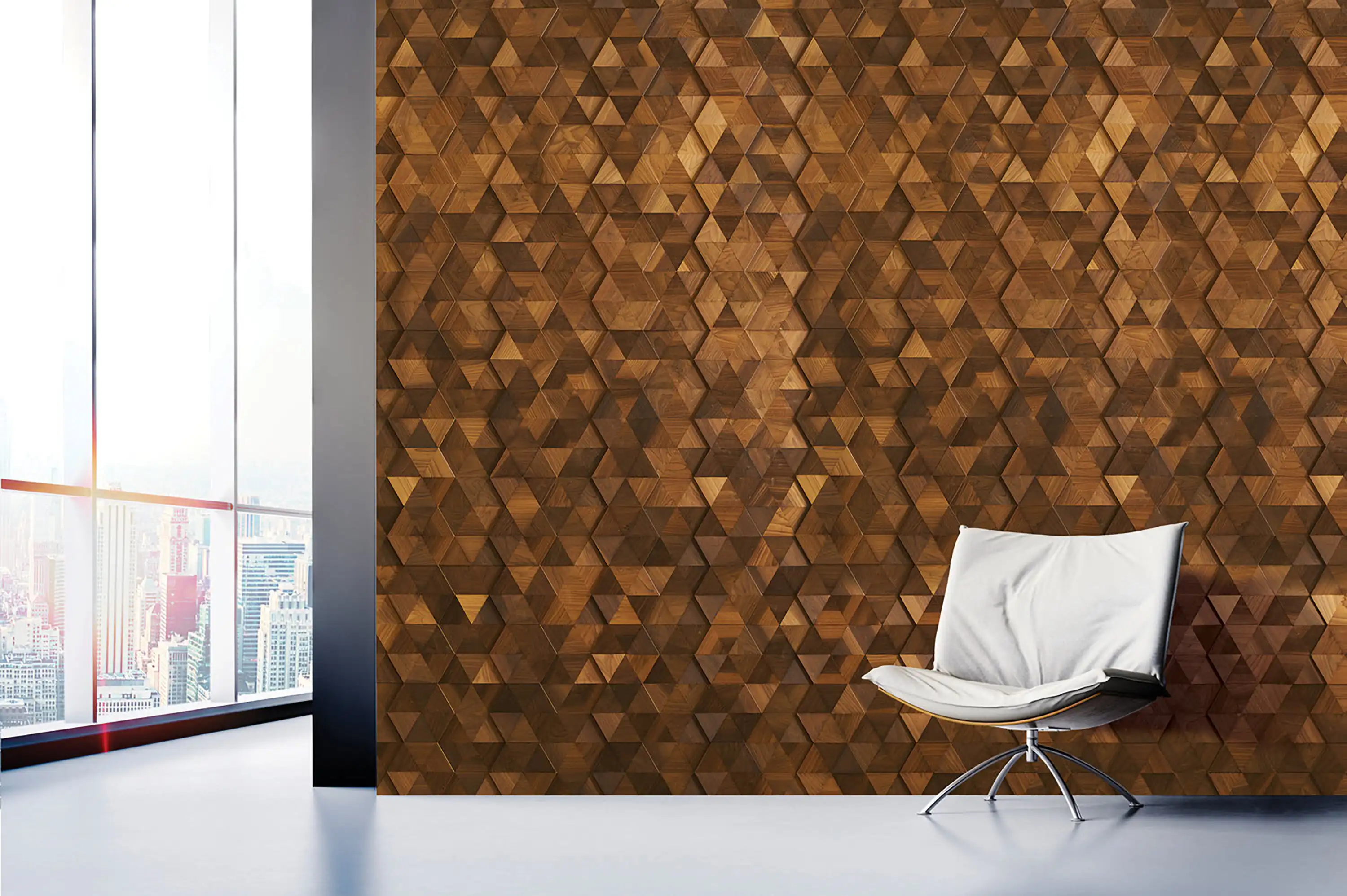Rhombus Play Barnwood/3D Wall Panel in Matte Brown