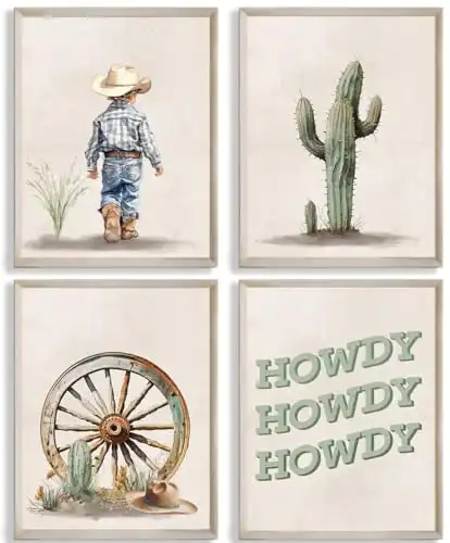 Western Howdy Cowboy Wall Art Prints