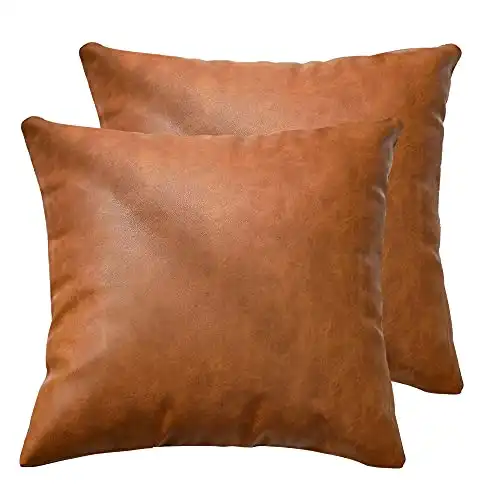 KKY Faux Leather Throw Pillow Cover