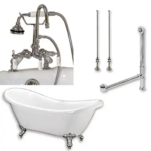 Acrylic Double Slipper Clawfoot Tub