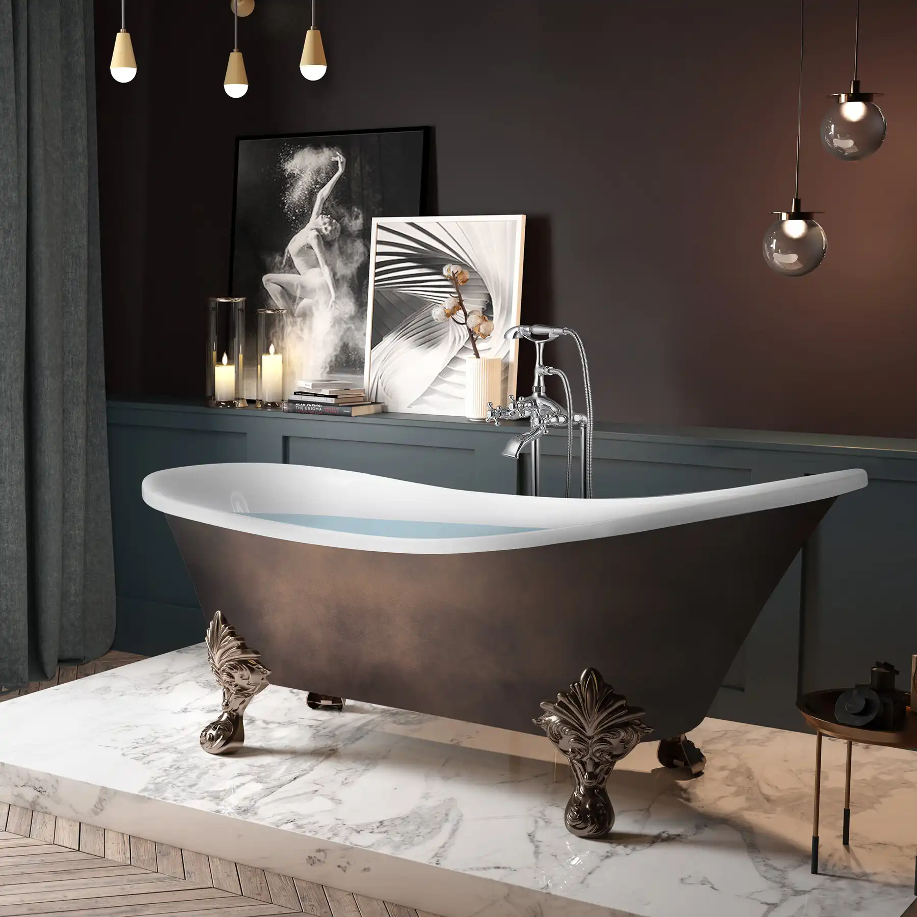 Clawfoot Soaking Acrylic Bathtub